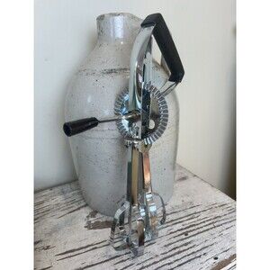 Vintage Ekco 1960’s Egg Beater Metal Hand Mixer With Black Handle / Farmhouse